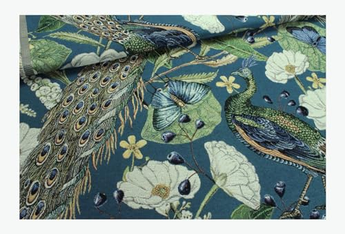 Stoff am Stück Stoff Baumwolle Polyester Gobelin blau Pfau bunt Decke Kissenbezug Tasche Windröschen Himmelsfalter Schmetterling
