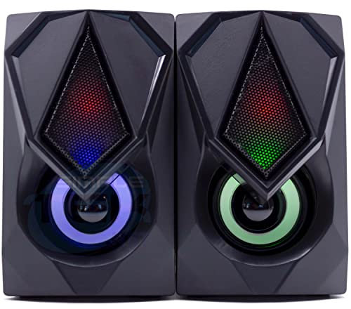 SIMPLETEK 2 enceintes 6W Gaming Système Audio Pour PC Musique Film | RGB Haut-parleurs