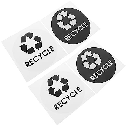OSALADI 4pcs Recycle Stickers for Trash Bin Self-Adhesive Recyclable Sign Decals for Kitchen Wall Car Window Use