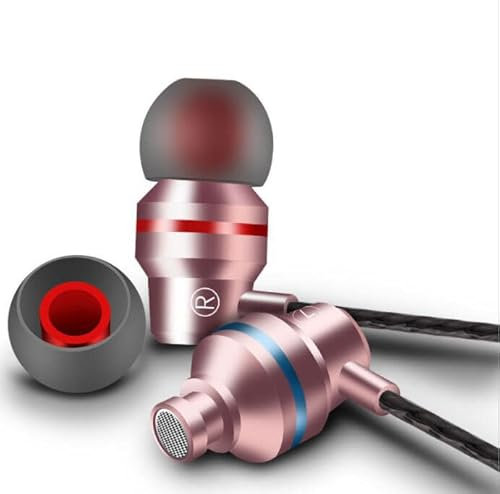 Earphones Wired In-Ear Headphones,3.5mm Jack Headphones for Android Phones,Deep Bass Wired Earbuds with Microphone Noise Isolating Headset Compatible with Sam-sung Laptop Computer (RoseGold)
