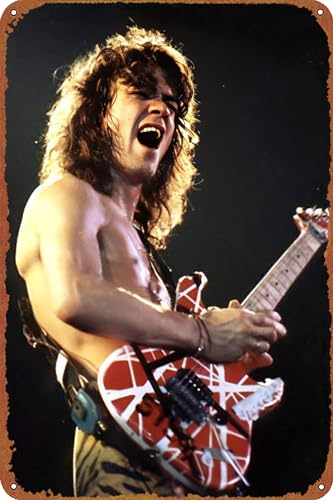 GTZAOB Eddie Van Halen Musikposter Metall Blechschild Retro Wandschilder für Zuhause Cafe Bar Pub Wanddekoration 20,3 x 30,5 cm