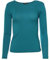 Easy Young Fashion - Damen Basic Rundhals Shirt - Langarm Unterziehshirt - Skinny Fit 1093 - Petrol L