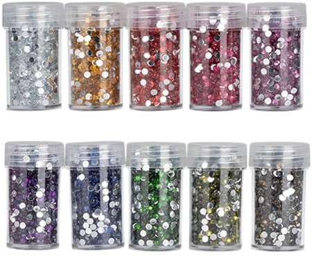 Ideen mit Herz Diamond-Painting-Steine | rund (Strass | Farbsortierung 1 | 10 Dosen)