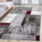 oKu-Tex Kurzflorteppich | Designteppich | Teppich Wohnzimmer | Florhöhe: 9 mm | besonders weicher Flor | geometrisches Muster | modern | meliert grau rot | dichte Qualität | 80 x 150 cm