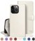 RingPi Cover per iPhone 13 Pro 6.1【Blocco RFID Slot Carte Portafoglio】【Supporto Cellulare Magnetica custodia】 uomo donna Pelle Sintetica Custodia telefono per Apple 13 Pro,Bianco