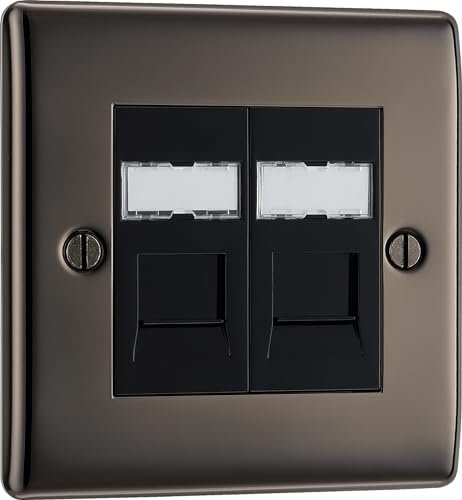Generic British General NBNRJ452 Nexus Metal Black Nickel 2 Gang RJ45 Data Outlet Socket