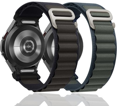 2 Pièces Alpine Loop Nylon Bracelet pour Samsung Galaxy Watch 7/6/5/4/FE 40mm 44mm/5 pro 45mm/6 Classic 43 47mm/4 classic 42mm 46mm，20mm Tissées Bracelet one click Sport bracelet de remplacement