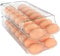 theaoo Soporte para huevos para nevera, contenedor de huevos rodante automático para refrigerador, dispensador de huevos de plástico transparente, organizador de huevos apilable con bandeja interior