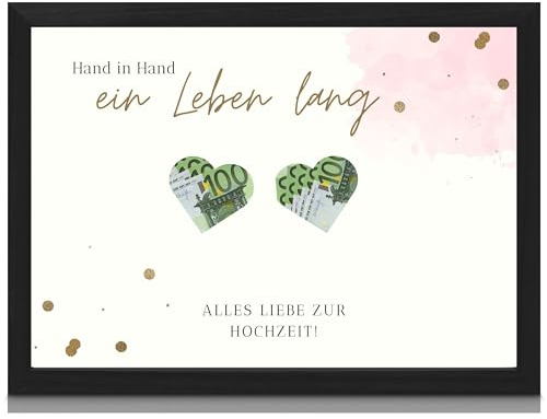 Milaboo® besonderes Geldgeschenk inkl. Rahmen in DIN A5 I Made in Germany I Poster Geschenk mit ausgestanzten Motiven zum Geld hinterlegen (Hochzeit)