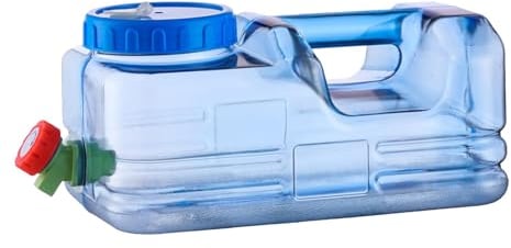 Rurunklee Reservoir Eau Camping Car, 10L Portable Bidon d'eau avec Poignée, Jerrican Alimentaire avec Robinet,Parfait pour Voyage, Camping, Barbecue, Pêche
