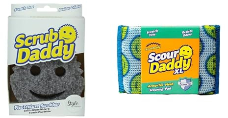 Scrub Daddy Style Dish Sponge, Smiley Face Sponges for Cleaning & Washing Up & Scour Daddy XL, Scourers Non Scratch Scrubbing Sponge, Scouring Pads, Kitchen Sponges
