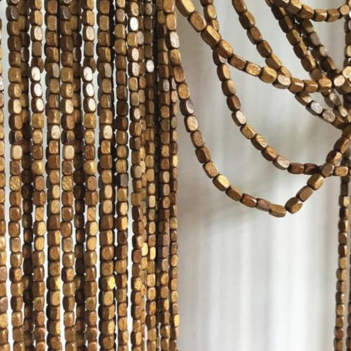 Sh000ad Hängende Bambusvorhang Türvorhang Hölzern Natur Perlenvorhang,Retro Schlafzimmer,Wohnzimmer,Tür,Raumteiler,Insektensicher Holzperlenvorhang,Anpassbar,Breite x Höhe (120cm x 200cm(120 Stränge))