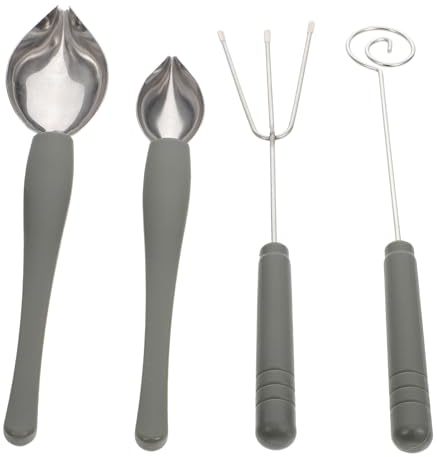 Garneck 4pcs Stainless Steel Culinary Spoon Dipping for Chocolate Tools Accessories Sauce Painting Pencil for Baking Kitchen Utensils