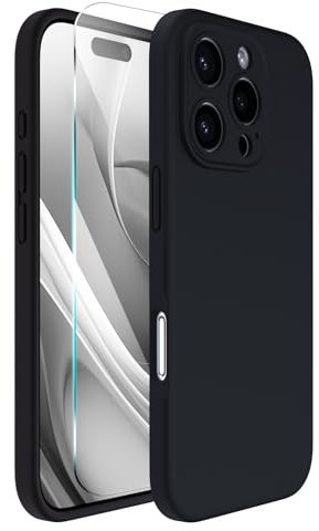 ACRONIX Compatible with iPhone 16 Pro Case 6.3, with 1 x Screen Protector, Liquid Silicone Case Comprehensive Protection Cover Shockproof Gel Rubber Phone Case for iPhone 16 Pro 6.3''-Black Titanium