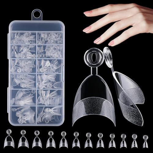 Cumnvulnt 120 PCS Short Almond Nail Tips, 12 Size French Edge False Nail Tips, Half Cover Clear Matte Nail Tips, Artificial Acrylic Nail Tips for Nails Extension and Women Home DIY