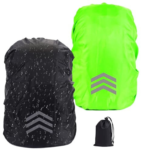 2-Pack rucksack regenschutz rucksack, 18-30L Reflektierende regenhülle rucksack regenschutz schulranzen step by step regenschutzmit Aufbewahrungstasche Wasserdichte Taschenabdeckung für Wandern Campin