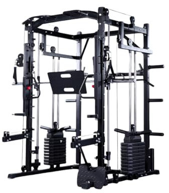 PH Fitness Power Rack mit Smith Machine, 160KG Gewichtsstapeln, Leg Press + Jammer-Arme + Landmine Row – Vielseitige und Langlebige Kraftstation für Ganzkörpertraining, Zuhause und Gewerblich