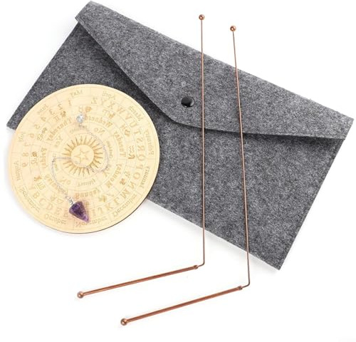ZYNCUE Kit de adivinación de sonda de cobre, varillas de radiestesia con colgante y alfombrilla para encontrar fuentes de agua, minerales, artículos perdidos, consulta de almas y caza