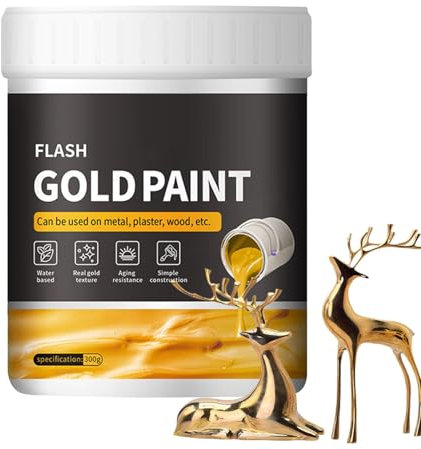 Vernice per fogli di oro liquido, colore foglia d'oro per artigianato e decorazione, 300 g, ad asciugatura rapida, facile da applicare, metallo, gesso, adatto per progetti creativi