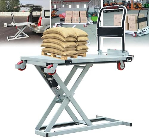 Lakenbroade Carrello elevatore Idraulico da 300 kg, Piattaforma elevatrice idraulica con capacità di Sollevamento - Piattaforma elevatrice elettrica a Forbice con Altezza di Sollevamento di 43,3