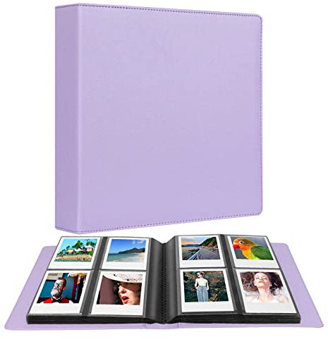 192-Taschen großes Fotoalbumbuch für i-Type Quadrat-Polaroid-Fotos (88x107mm) und Instax Wide-Film (108x86mm) Bilder (Lila)