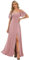 Ever-Pretty Robe de Soirée Longue Femme Épaules Dénudées à Bretelles à Volants Fendue en Mousseline Fluide Rose Poussiéreuse 44