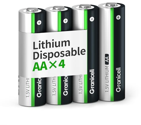 Granicell Lithium AA Battery, 1.5V, Lithium AA Batteries, Long-Lasting Batteries, Suitable for Flashlights, Toys, 4-Pack 【Not Rechargeable】