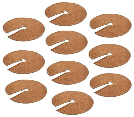 blizz-z Mulchscheibe Kokos Ø 40 cm - Stärke: ca. 6-8 mm - 10 Stück | Wirkt gegen Unkraut und beugt Wasserverdunstung vor - Mulchmatte für Bäume, Ziersträucher, Winterschutz für Topfpflanzen
