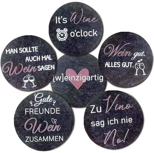LAINIKE 6 Stück Filzuntersetzer mit Sprüchen Rund Glasuntersetzer Untersetzer Filz Untersetzer Untersetzer Rutschfester Hitzebeständiger für Tassen Tisch Bar Getränke
