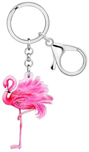 DOWAY Acrilico Rosa Fenicottero Portachiavi Uccelli Accessori Fenicottero Decor Regali Ispiratori per Donne Ragazze Borsa Portafortuna Charms