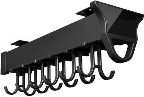 Garage Appeding Storage, portasella e porta di scopa, 14 portapacchi per garage in alluminio con ganci regolabili, deposito di scopa non slittamento per cucina, mobile, armadio