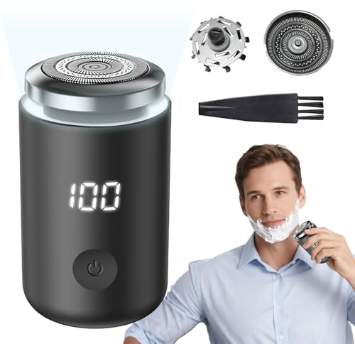Xerteam Mini Rasierer Herren, Elektrorasierer Herren, Tragbarer Mini Rasierer Herren Elektrisch, Lichtdesign für effizientes Rasieren, Nass- und Trockenrasierer Wasserdichter, Geschenk für Familie
