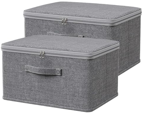XUQEAYWD 2 Stück Stoff Aufbewahrungsbox Mit Deckel, 40x30x21cm Schrank Organizer Boxen, Kisten Aufbewahrung Mit Deckel Aus Stoff, Aufbewahrungsboxen Schrank Organizer, Faltbare Waschbare