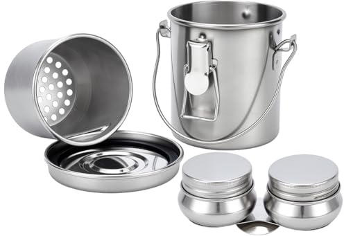 UNICRAFTALE Paint Brush Cleaner Set Stainless Steel Double Dipper Palette Cups and Portable Paint Brush Washer Holder Dipper Painting Pot Container with Lid and Clip for Drawing Oil Cleaner