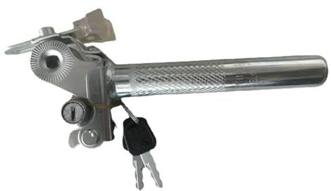 Violiica Abschließbare elektrische Sattelstütze für Fahrrad – Metall Anti-Diebstahl Flip & internes Schloss für sicheren Batterieschutz, 15 cm, Silber