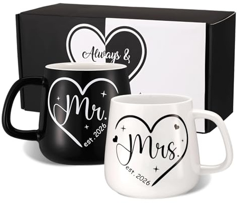 saerryor Wedding Gifts for Couples Parents,Mr and Mrs Ceramic Coffee Mugs | Engagement Bridal Presents for Friends Her Him Newlyweds Engage Wedding Anniversary for Bride Groom Husband Wife