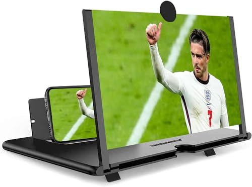 Loupe Portable Telephone, 3D HD Amplificateur d'écran, Agrandisseur Ecran pour Téléphone, adapté pour Regarder des Vidéos sur Tous Les Smartphones (Noir) (20 Pouces)