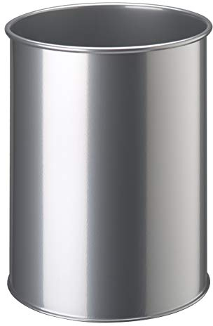 Durable 330123 Papelera de metal redonda 15 litros, plata