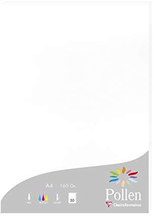 Clairefontaine 14239C Packung mit 50 Karten Pollen 160g, DIN A4, 21 x 29,7cm, Weiss