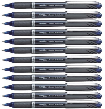 Pentel EnerGel NV Liquid Gel Pen, (1.0mm) Metal Tip, Bold Line Capped, Blue Ink