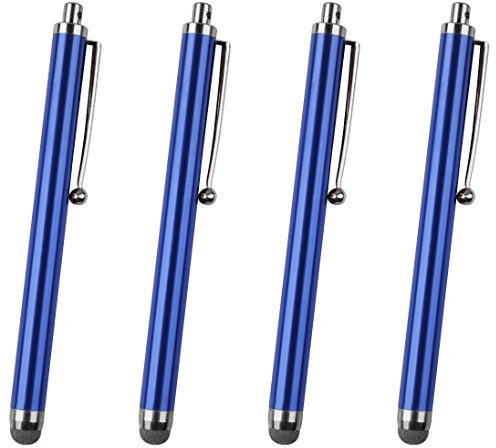 PENCILUPNOSE© 4 x FABRIC MICRO FIBRE fiber STYLUS PEN for iPAD, TABLET , iPHONE 6 PLUS, SAMSUNG GALAXY S6 NOTE 4 , BLACKBERRY, NOKIA ..ANY TOUCH SCREEN DEVICE (BLUE)