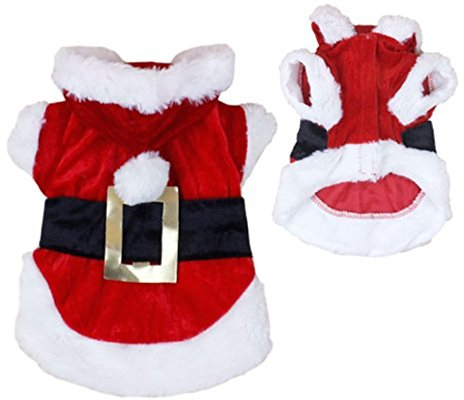 Idepet Weihnachtsmannkostüm für Hunde, Haustierkleidung, Winterkleidung, Hoodie, Mantel für Hunde, Haustierkleidung, Chihuahua, Yorkshire Pudel, (XS)