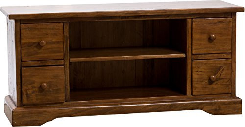 Biscottini Tv Schrank Holz 129 x 60 x 40 cm Made in Italy | Fernsehtisch Holz | Tv Tisch Holz | Tv Bank Holz massiv | Tv unterschrank | Retro möbel