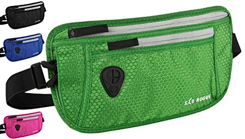 SAO ROQUE ® Bauchtasche Damen Herren (S) Reisepasshülle Gürteltasche Reise Gadgets mit RFID Blocker, Hüfttasche stylisch, Geldgürtel flach (Grün)