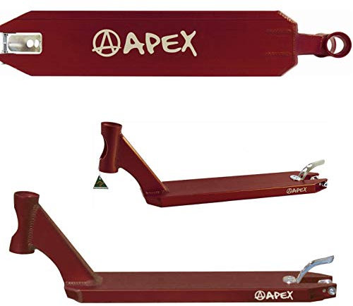 Apex Pro Stunt-Scooter Deck I 46cm-55,9cm Länge I Profi I Fortgeschritten I Trick I Tret I Freestyle I Rolle I Trittbrett I Hochwertig I Park und Street (rot, 580 (49cm))