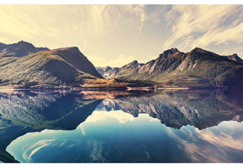 Oedim Fototapete Wand Norwegen Berge| Verschiedene Maße 200 x 150 cm | Dekor Esszimmer, Wohnzimmer, Zimmer ...