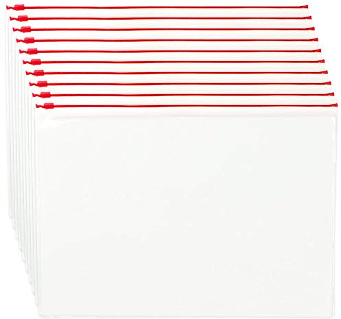 10 Stück A3 Dokumentenmappe A3 Reißverschluss Taschen Hüllen Aktentaschen Taschen Umschlag für Haushaltsrechnungen/Quittungen/wichtige (rot)