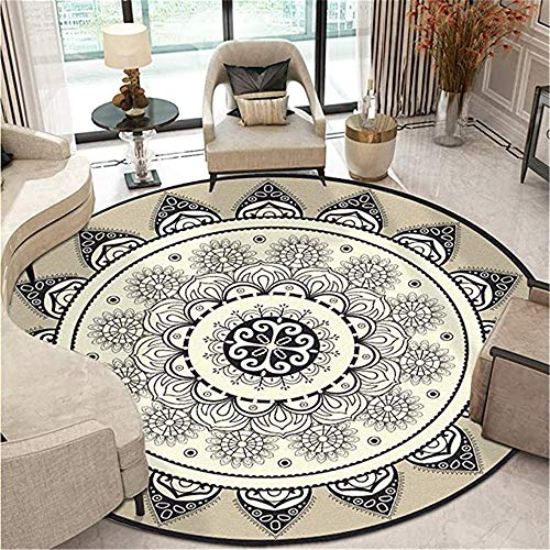 Nicole Knupfer Teppiche Mandala Runde Baumwolle Mandala Bedruckte Muster Boho Waschbar Teppich für Wohnzimmer Schlafzimmer Dekor (#C,100x100cm)
