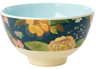 Klein Melamin Schüssel - Dunkelblau - Selmas Fall Flower Print