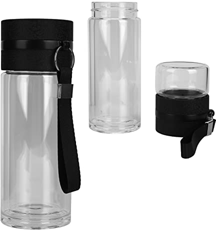 Botella de agua para infusor de té, plástico de calidad alimentaria, botella de doble pared, diseño duradero, fácil de limpiar para agua helada, té al aire libre